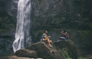 couple, waterfalls, love, woman, man, relationship, together, romantic, nature, outdoors, adventure, water, happy couple, tourism, rocks, scenery, scenic, natural, environment, athirappilly, kerala, kerala waterfall, earth day, kerala, kerala, kerala, kerala, kerala
